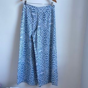 MOSSIMO WIDE LEG BLUE & WHITE PRINTED PANT MEDIUM